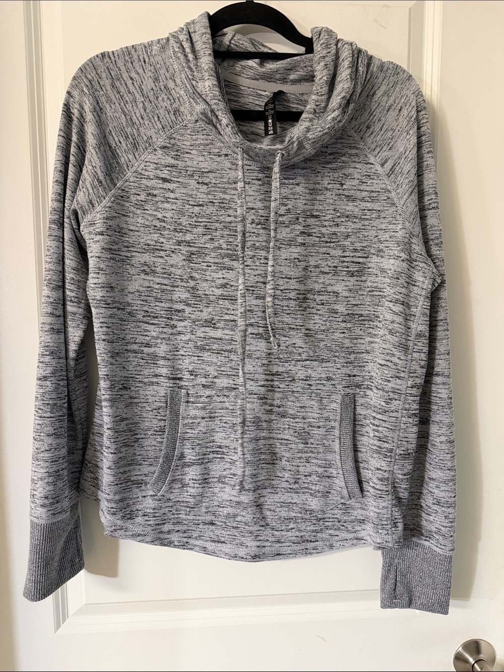 Cozy Grey Marled Cowl Neck Pullover Hoodie